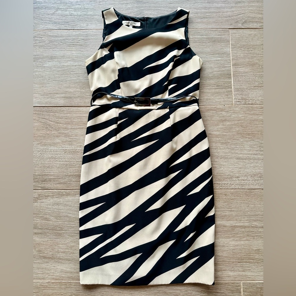 Evan Picone Black and White Halter Sheath Dress